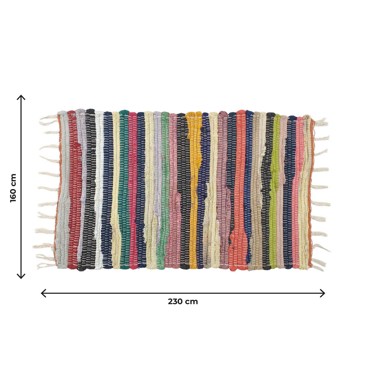 Tappeto Etnico Salotto Multicolore Misure Grande Fatto Mano Indiano Strisce Multicolore Rettangolare Chindi Stracci Riciclato Soggiorno Cucina Scendiletto Stuoia