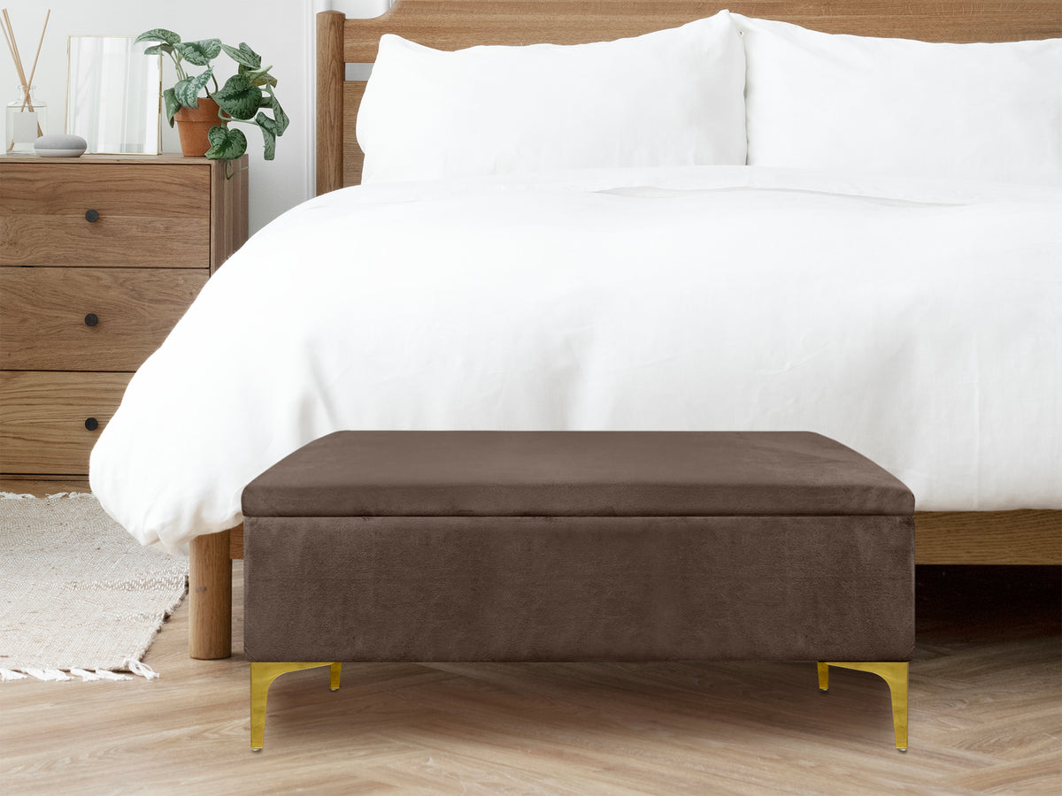 Panca Contenitore Piedi Del Letto In Legno Pouf Panca Imbottita