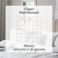 Topper Per Materasso In Vera Piuma D'Oca Alto 7 Cm Certificato Oeko Tex 1800 Gr/Mq Trattamento Down Proof Soffice Anallergico Ipoallergenico Traspirante Termoregolante Con Bande Elastiche