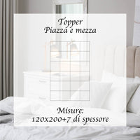 Topper Per Materasso In Vera Piuma D'Oca Alto 7 Cm Certificato Oeko Tex 1800 Gr/Mq Trattamento Down Proof Soffice Anallergico Ipoallergenico Traspirante Termoregolante Con Bande Elastiche