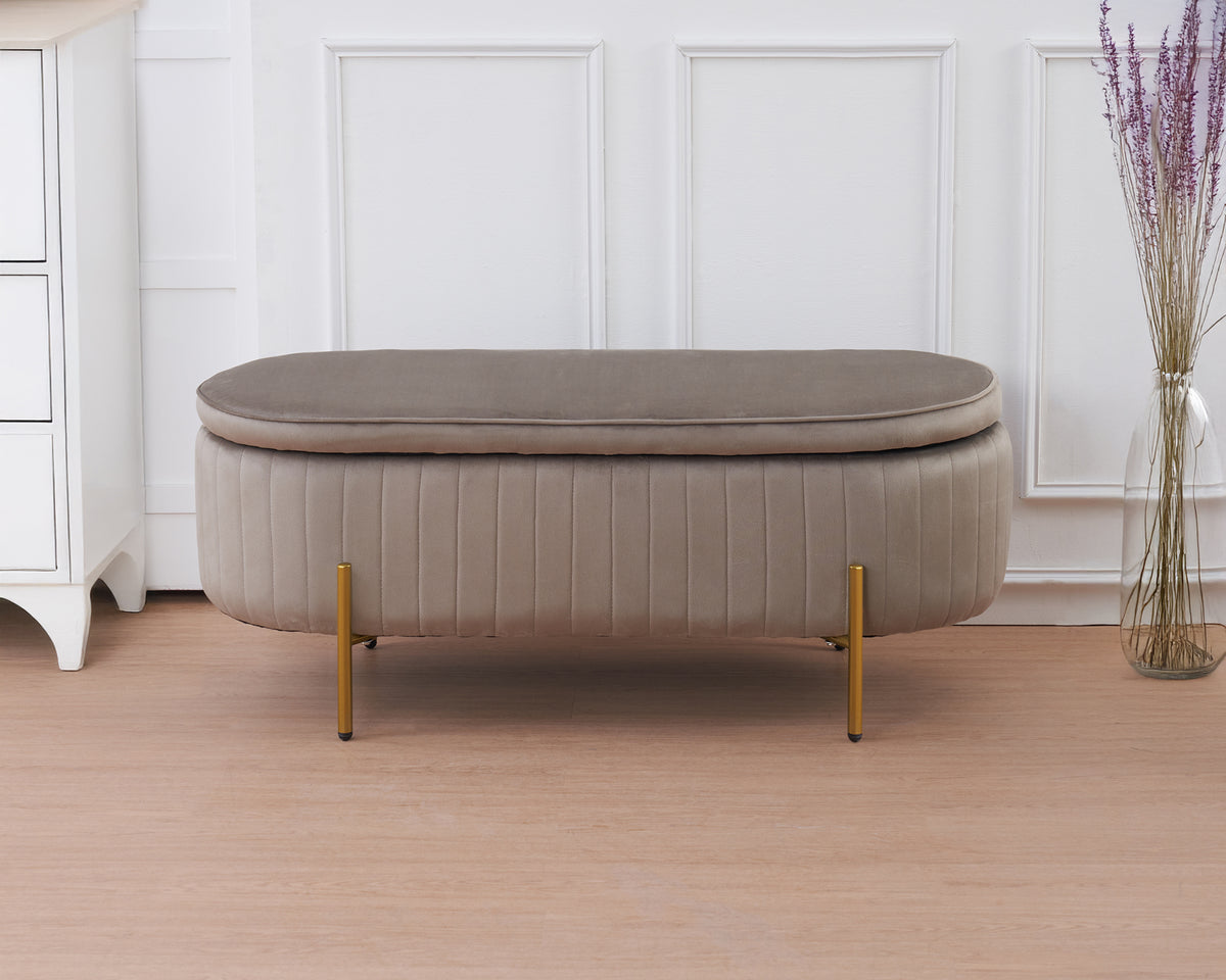 Panca Imbottita Divanetto In Velluto Contenitore Pouf Grande XXL PortaOggetti  Panca Sgabello A Pie Di Letto Con Gambe In Metallo Dorato Cassapanca Ingresso Legno Massello Panchina