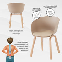 Set Di 4 Sedie Da Cucina Pontrone Sala Da Pranzo Stile Scandinavo Sedia Di Design Moderno Gambe In Metallo Effetto Legno Schienale In Polipropilene Con Cuscino Imbottito Design Moderno