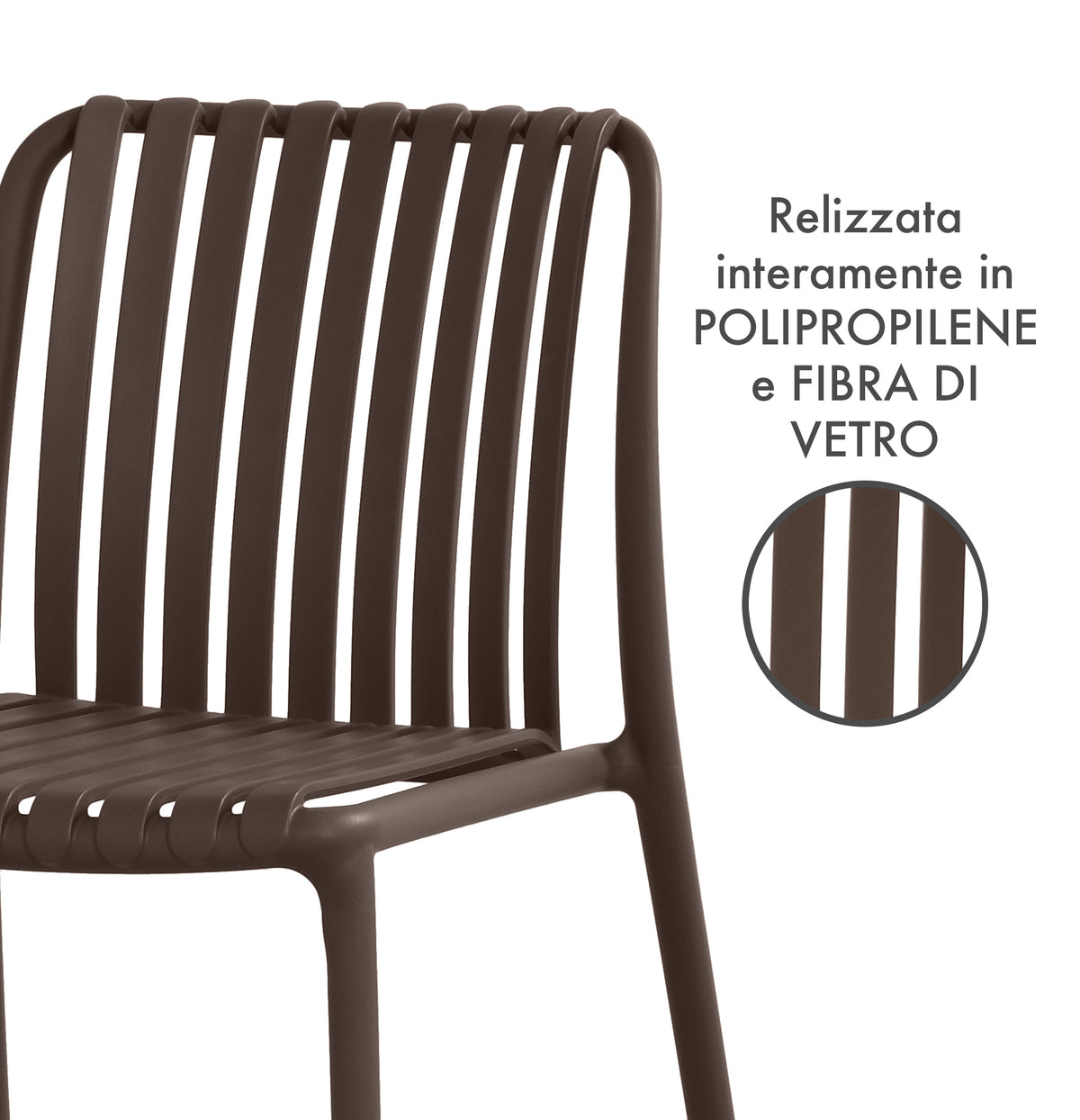 Set 4 Sedie In Polipropilene e Fibra Di Vetro Trattamento Uv Antiscolorimento il Gruppone Passione Casa