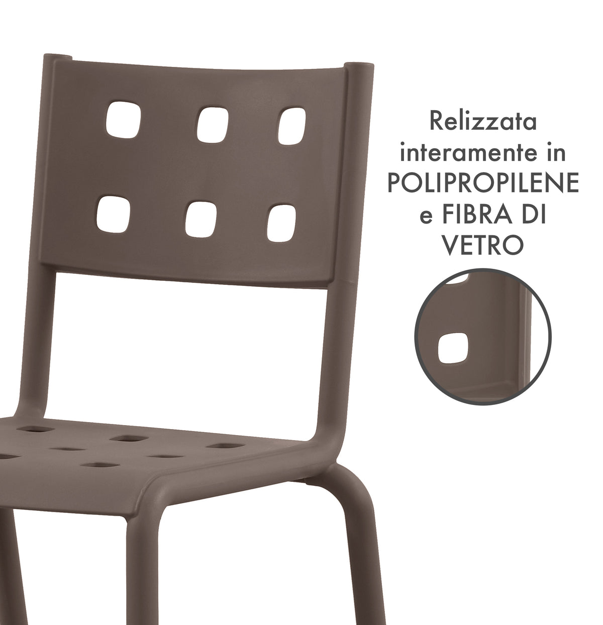 Set 4 Sedie In Polipropilene e Fibra Di Vetro Trattamento Uv Antiscolorimento il Gruppone Passione Casa