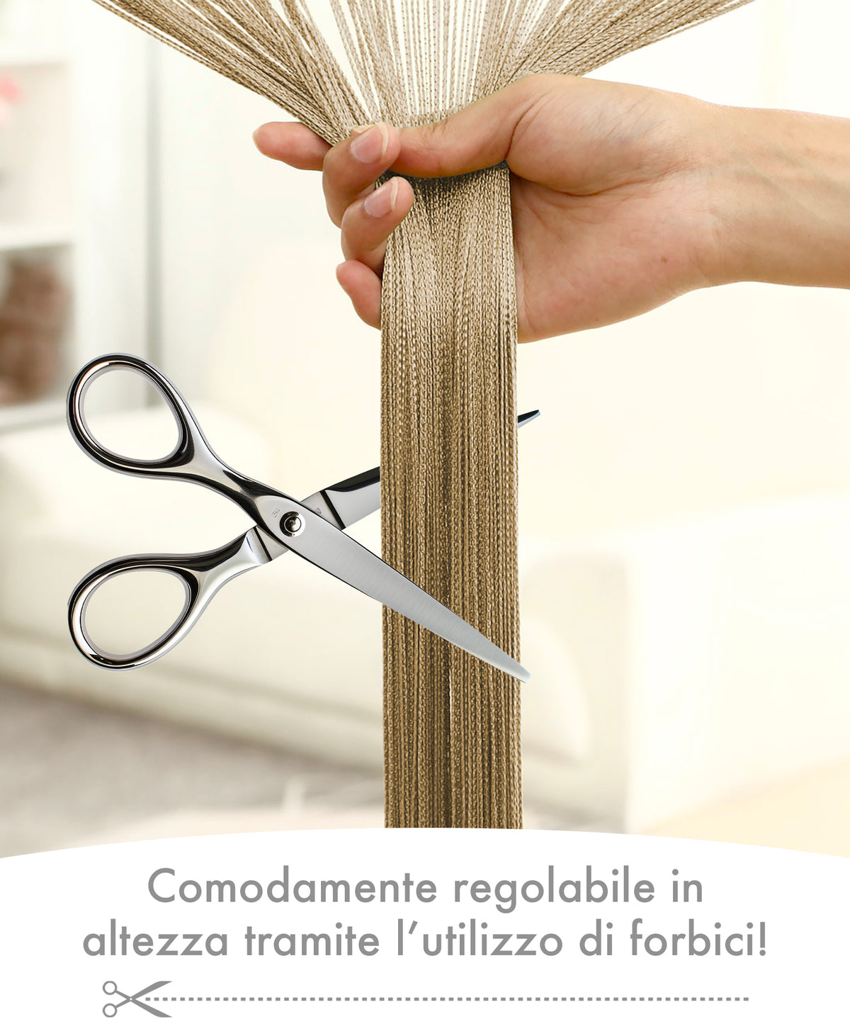 Tenda A Fili Stringhe Anti Mosche Insetti Finestre Porta Finestra Elegante Tinta Unita Divisorio Con Asola Passante Per inserimento Di Bastoni Zanzariera Adattabile Con Forbici Zanzariera Elegante