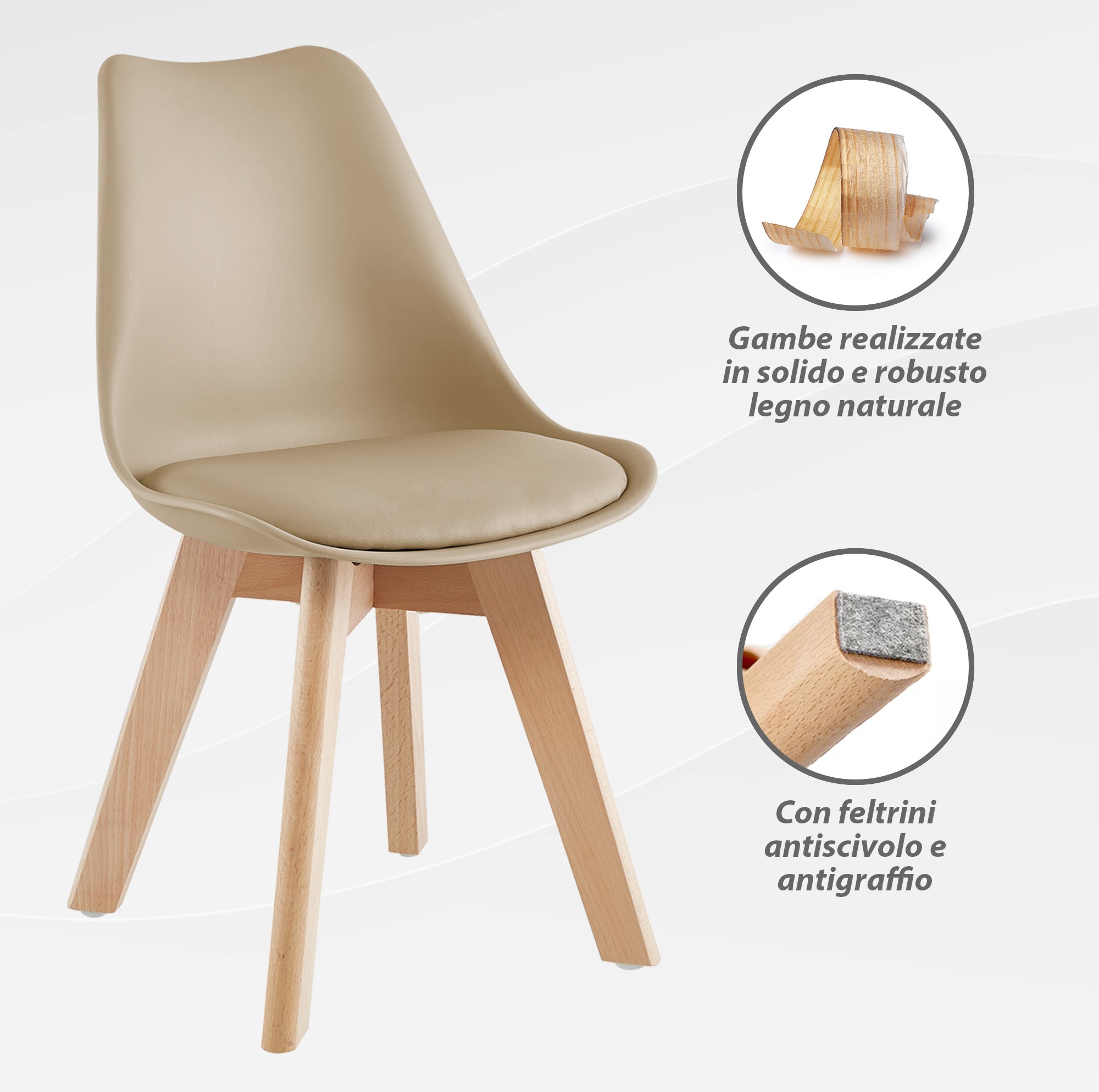 COLAMY Set di 4 sedie da cucina, imbottite, per sala da pranzo COLAMY Set di 4 sedie da cucina, imbottite, per sala da pranzo