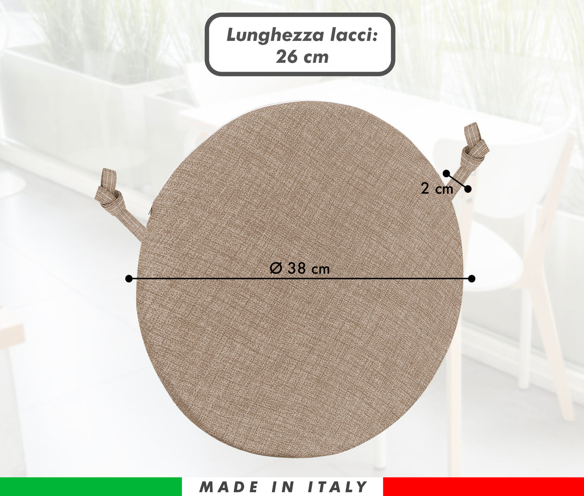 Cuscini Rotondi Per Sedie Cucina Imbottiti Sfoderabili Con Cerniera Cuscino Rotondo Ø 40 Cm Sedia Tavolo Lavabile In Lavatrice Con Lacci Per Fissaggio Prodotto Italiano Comodi
