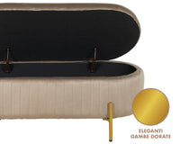 Panca Imbottita Divanetto In Velluto Contenitore Pouf Grande XXL PortaOggetti  Panca Sgabello A Pie Di Letto Con Gambe In Metallo Dorato Cassapanca Ingresso Legno Massello Panchina