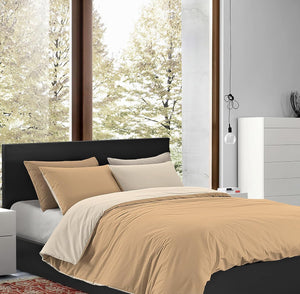 Copripiumino 100% Cotone Matrimoniale Double Face Made In Italy Bicolore Sacco e Federe Due Piazze Set Letto
