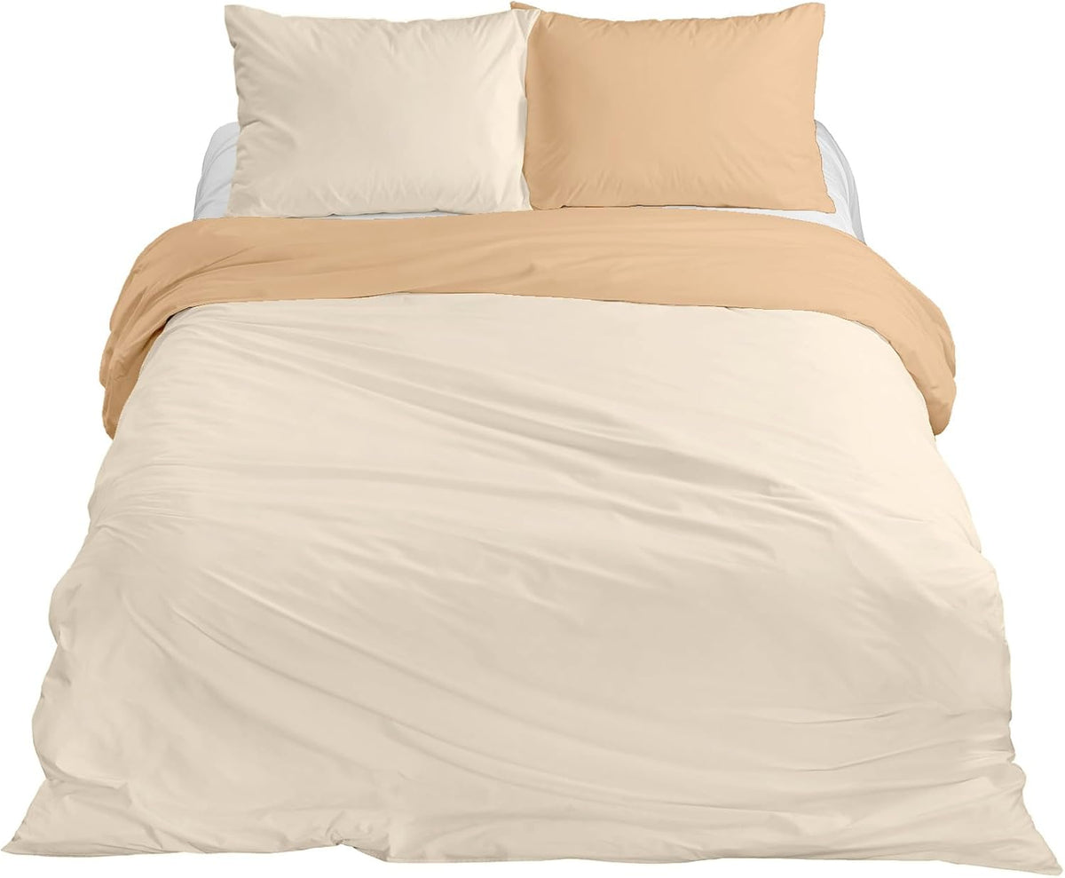 Copripiumino 100% Cotone Matrimoniale Double Face Made In Italy Bicolore Sacco e Federe Due Piazze Set Letto