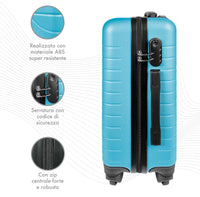 Trolley Bagaglio Mano Rigido 37x20x54.5 Piccolo Ultraleggero Valigia In Abs Con 4 Ruote Manico Chiusura Di Sicurezza Per Compagnie Low Cost Economy Zaino Da Viaggio