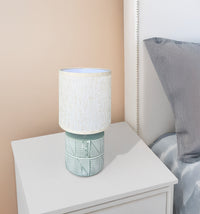 Lampada Moderna Da Comodino Con Decorazione Azteco Certificata RoHS In Ceramica Con Paralume 45W Scrivania Tavolo Abat Jour