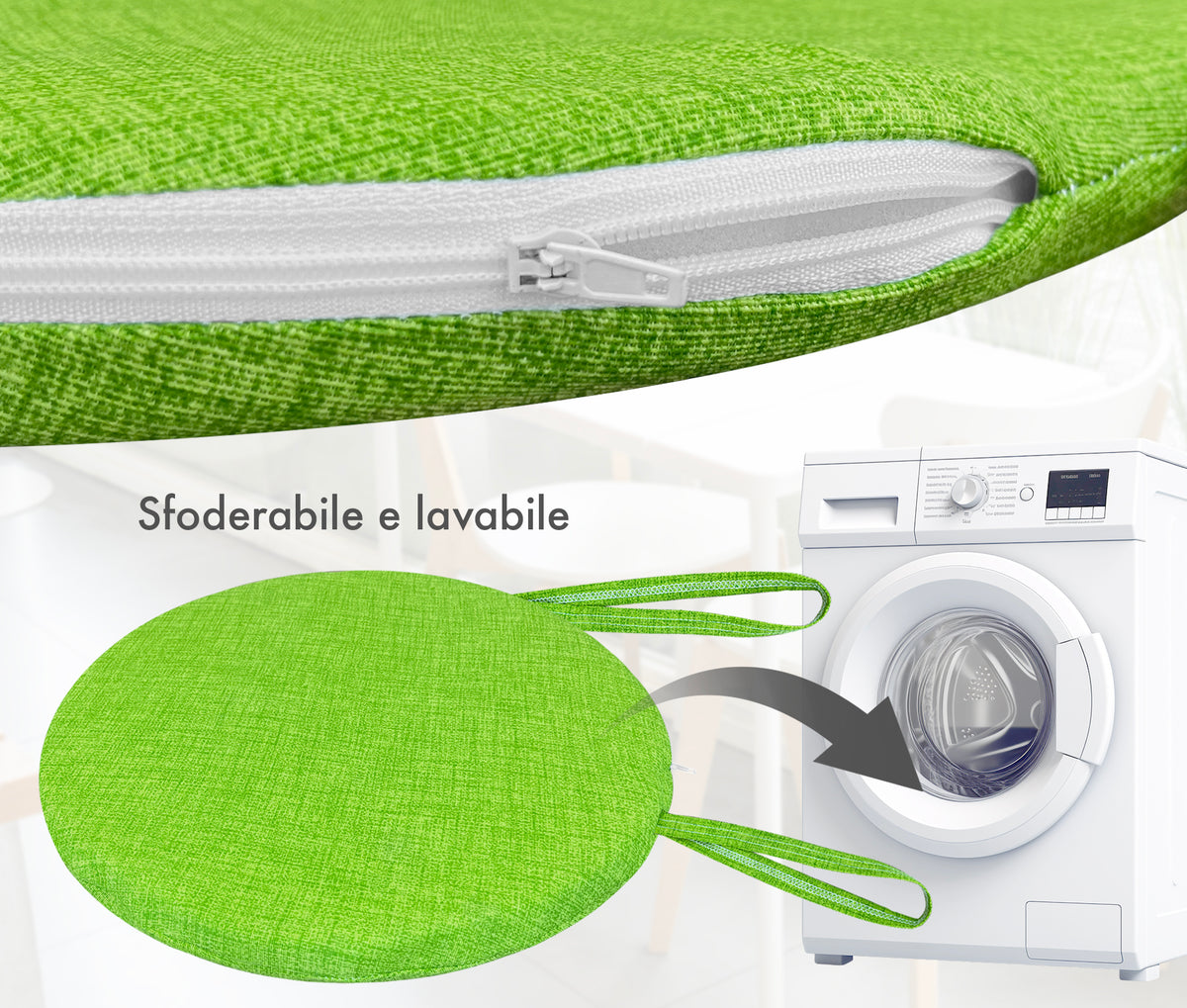 Cuscini Rotondi Per Sedie Cucina Imbottiti Sfoderabili Con Cerniera Cuscino Rotondo Ø 40 Cm Sedia Tavolo Lavabile In Lavatrice Con Lacci Per Fissaggio Prodotto Italiano Comodi