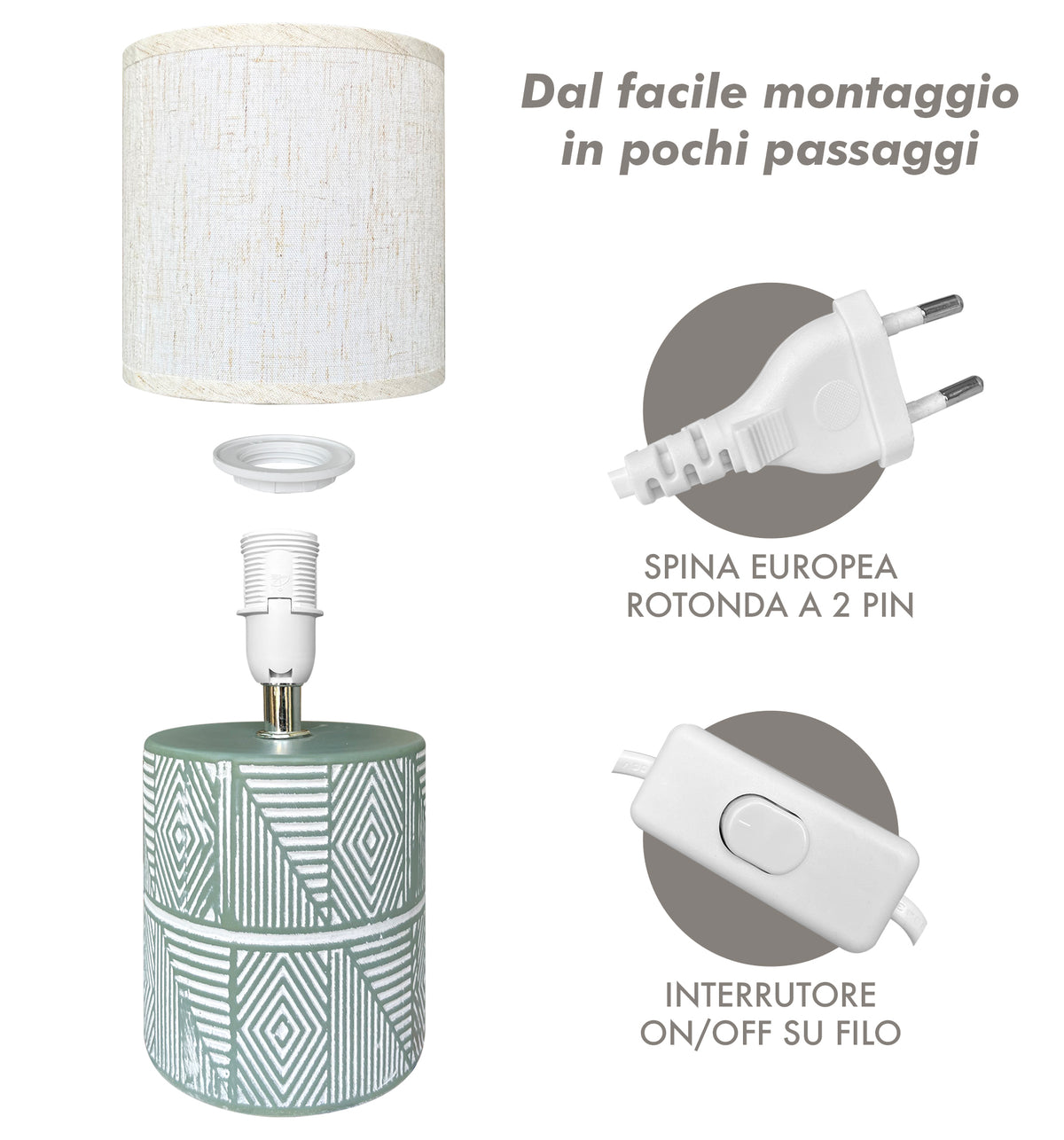Lampada Moderna Da Comodino Con Decorazione Azteco Certificata RoHS In Ceramica Con Paralume 45W Scrivania Tavolo Abat Jour