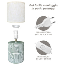 Lampada Moderna Da Comodino Con Decorazione Azteco Certificata RoHS In Ceramica Con Paralume 45W Scrivania Tavolo Abat Jour