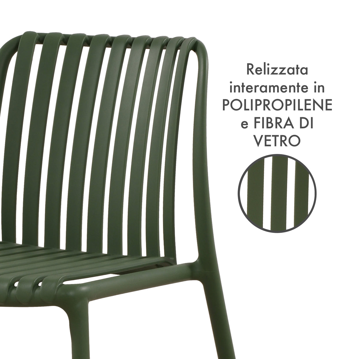 Set 4 Sedie In Polipropilene e Fibra Di Vetro Trattamento Uv Antiscolorimento il Gruppone Passione Casa