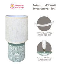 Lampada Moderna Da Comodino Con Decorazione Azteco Certificata RoHS In Ceramica Con Paralume 45W Scrivania Tavolo Abat Jour