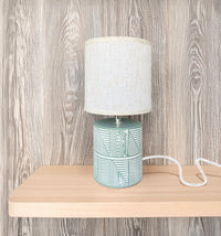 Lampada Moderna Da Comodino Con Decorazione Azteco Certificata RoHS In Ceramica Con Paralume 45W Scrivania Tavolo Abat Jour