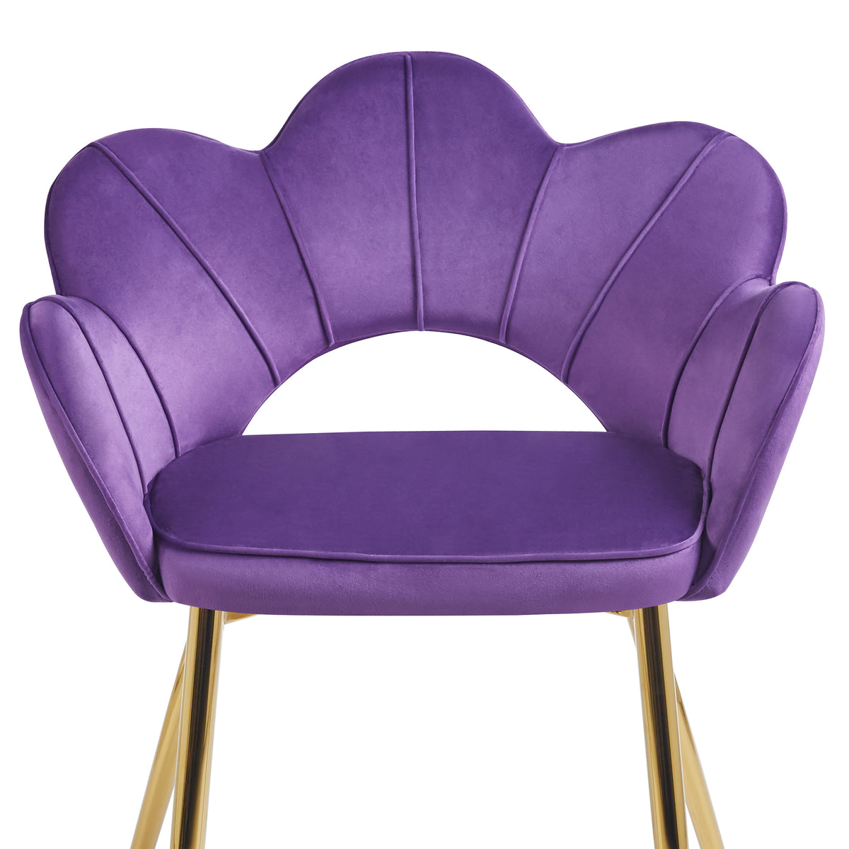 Poltrona Camera da Letto in Velluto Design Moderno, Sedia Conchiglia con Gambe in Metallo Placcato Oro Morbida Imbottita Modello Fiorella