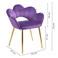 Poltrona Camera da Letto in Velluto Design Moderno, Sedia Conchiglia con Gambe in Metallo Placcato Oro Morbida Imbottita Modello Fiorella
