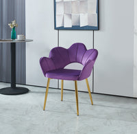 Poltrona Camera da Letto in Velluto Design Moderno, Sedia Conchiglia con Gambe in Metallo Placcato Oro Morbida Imbottita Modello Fiorella