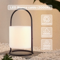 Lampada Da Esterno Led Lanterna Impermeabile Resistente Design Moderno Tavolo Arredo Giardino Luce Colore Bianco Caldo/Freddo Antiruggine Certificata RoHS Trasportabile