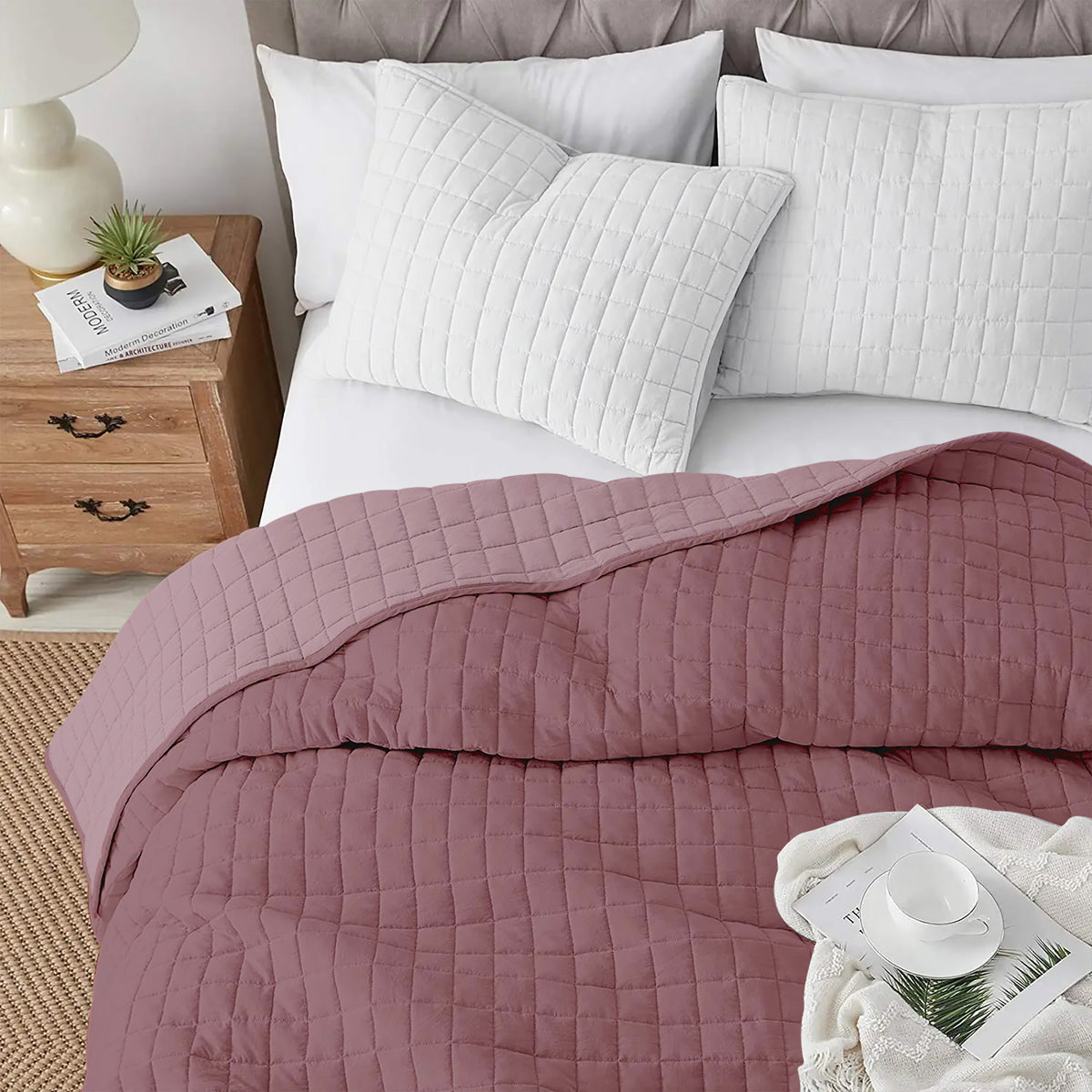 Trapuntino Coperta Primaverile Bicolore Trapunta Anallergica Piumino Mezza Stagione Tinta Unita Made in Italy