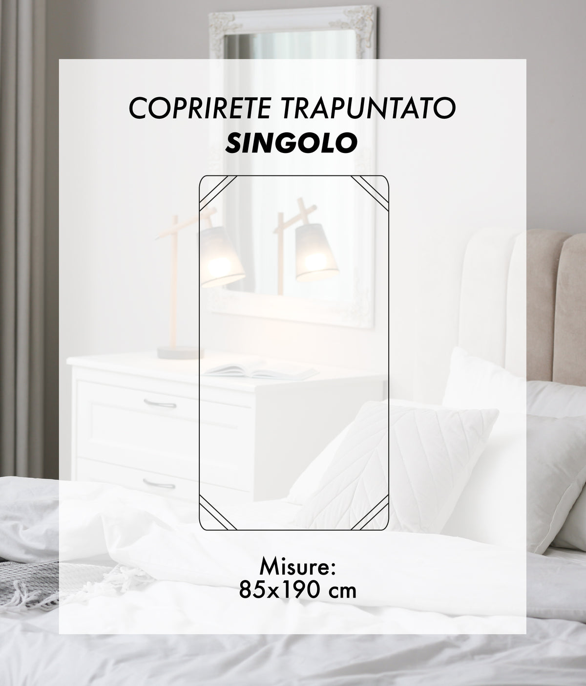 Coprirete Trapuntato Imbottito 190 Grammi Con Laccetti Negli Angoli Proteggi Materasso Polvere Doghe Letto No Umidità Muffa Traspirante Anallergico Antiacaro