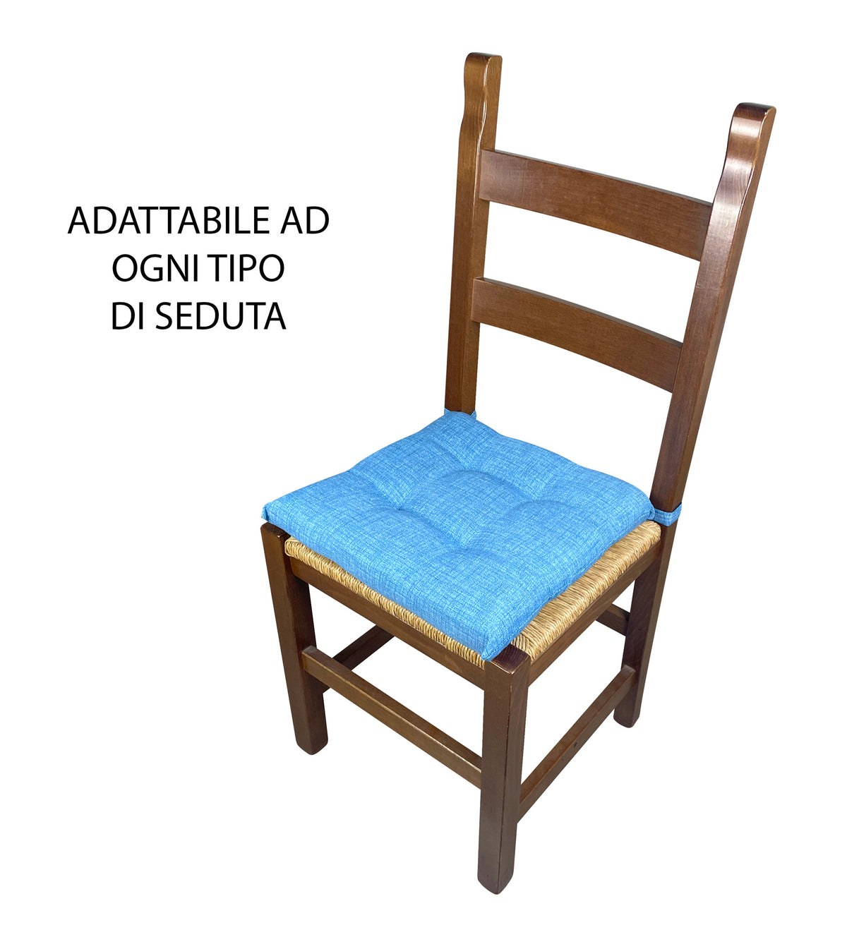 Cuscino arredo sedia Set 6 Cuscini Con Lacci, 4 Punti,Prodotto Italiano 40 x 40 in Spessore 6 Cm Lavorati a Mano mattonella 100% cotone