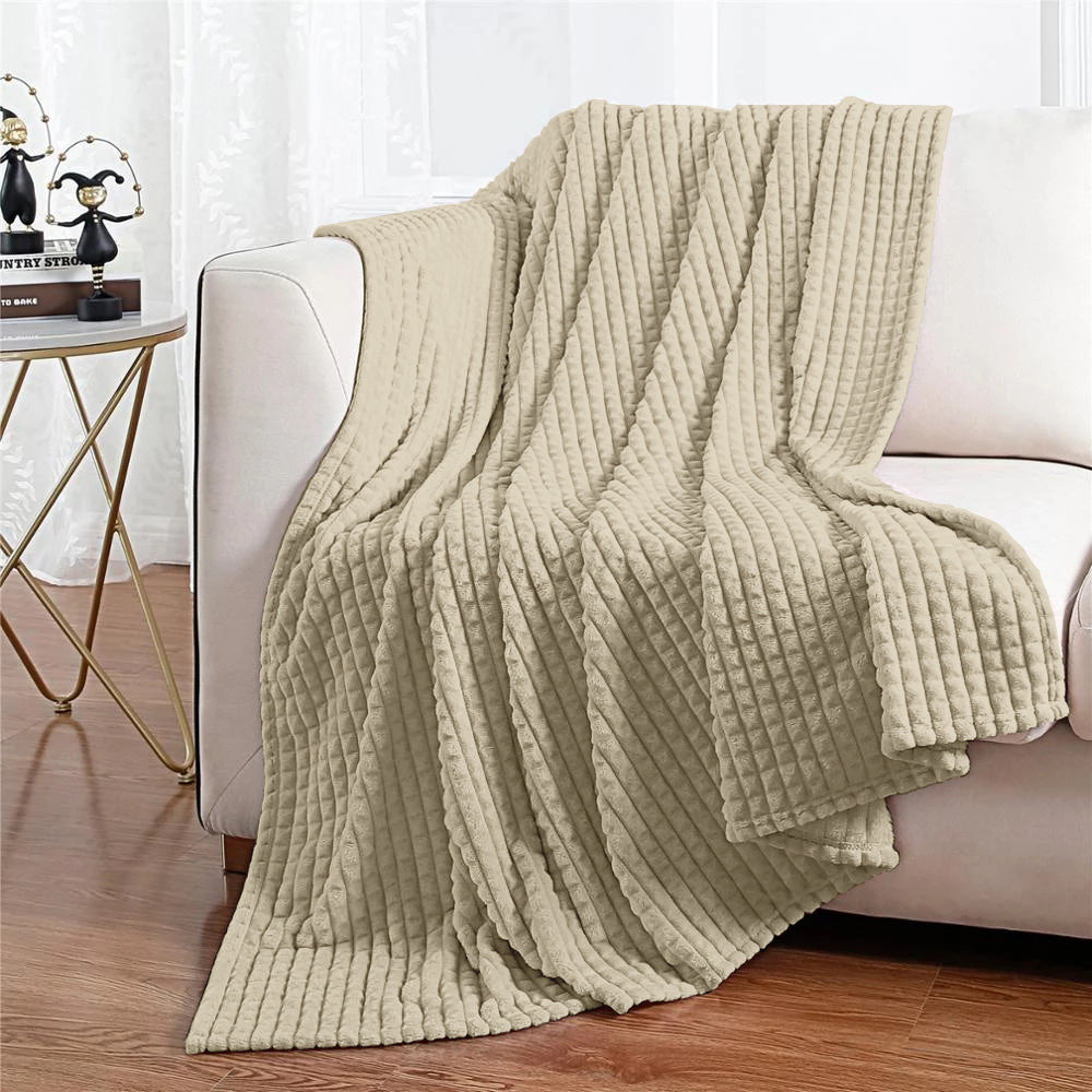Coperta Flanella Invernale,Plaid Pile Morbida Calda Lavorazione Quadretti Peluche Copri Letto Divano Finta Pelliccia Doppio Lato