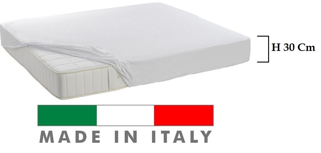 Coprimaterasso salvamaterasso 100% cotone sanitario antiacaro made in Italy per materassi alti 30 Cm