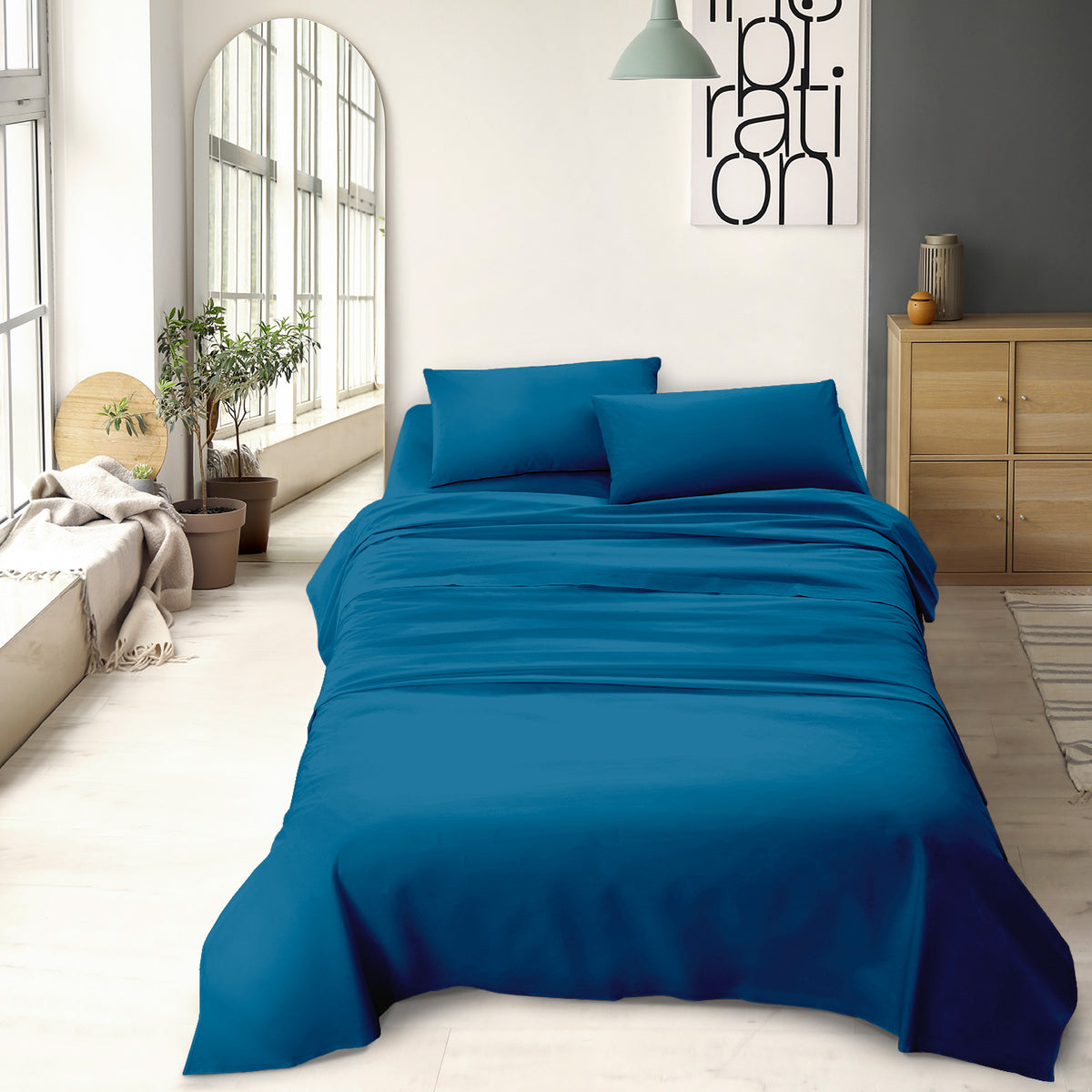 Completo letto tinta unita prodotto italiano set lenzuola 100% cotone misura alla francese