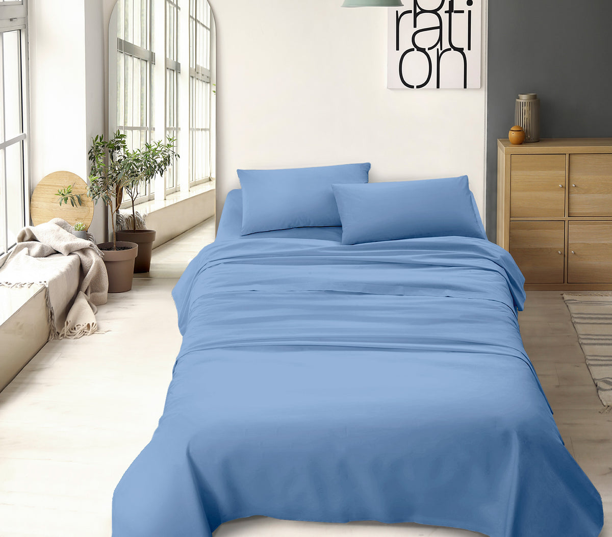 Completo letto tinta unita prodotto italiano set lenzuola 100% cotone misura alla francese
