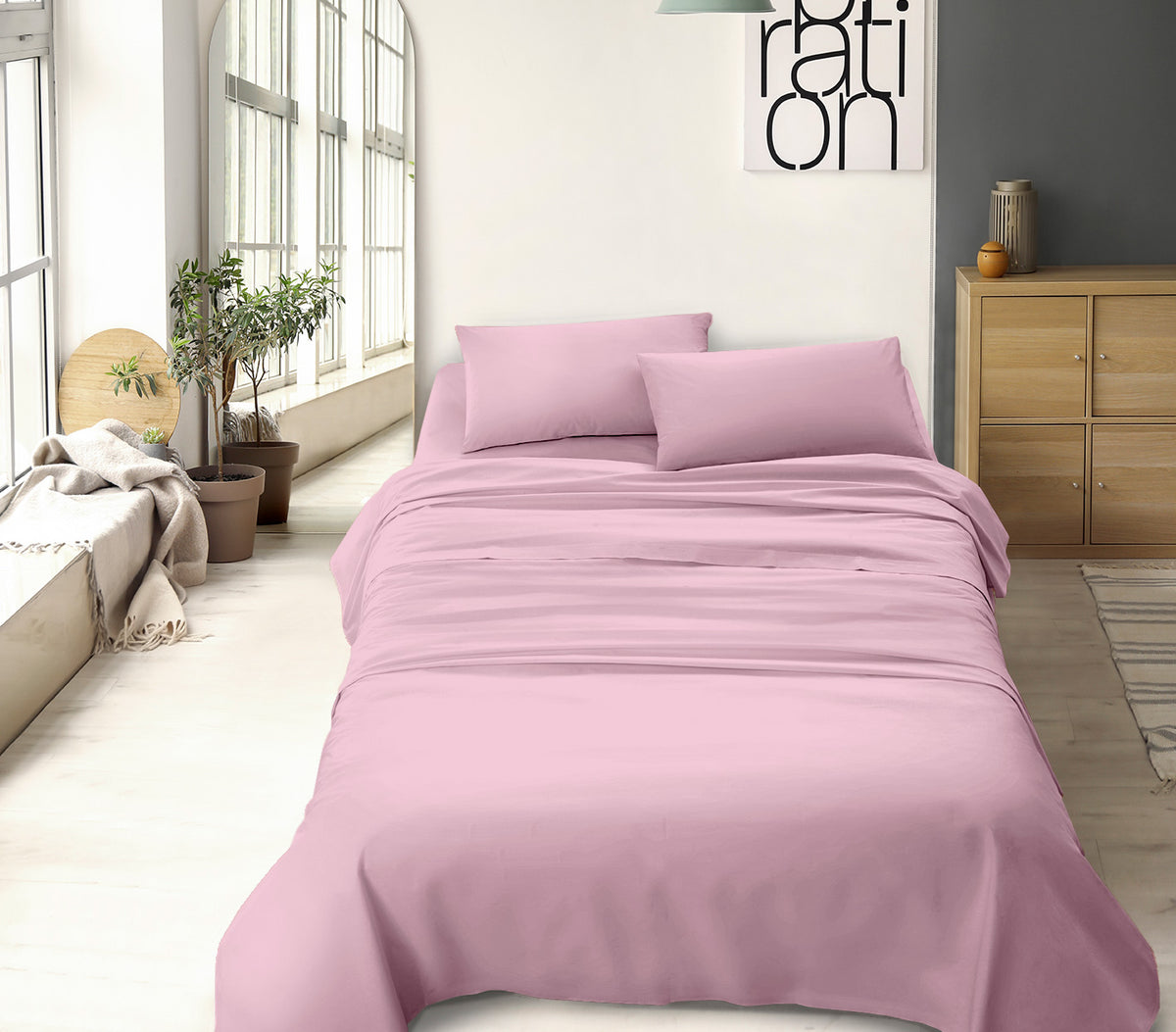 Completo letto tinta unita prodotto italiano set lenzuola 100% cotone misura alla francese