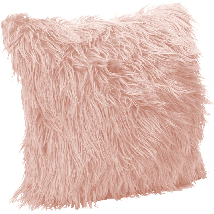 Cuscino Decorativo A Pelo Lungo Imbottitura Compresa Pelliccia Morbida Sintetica 45 x 45 Cm Con Zip Fodera Peluche