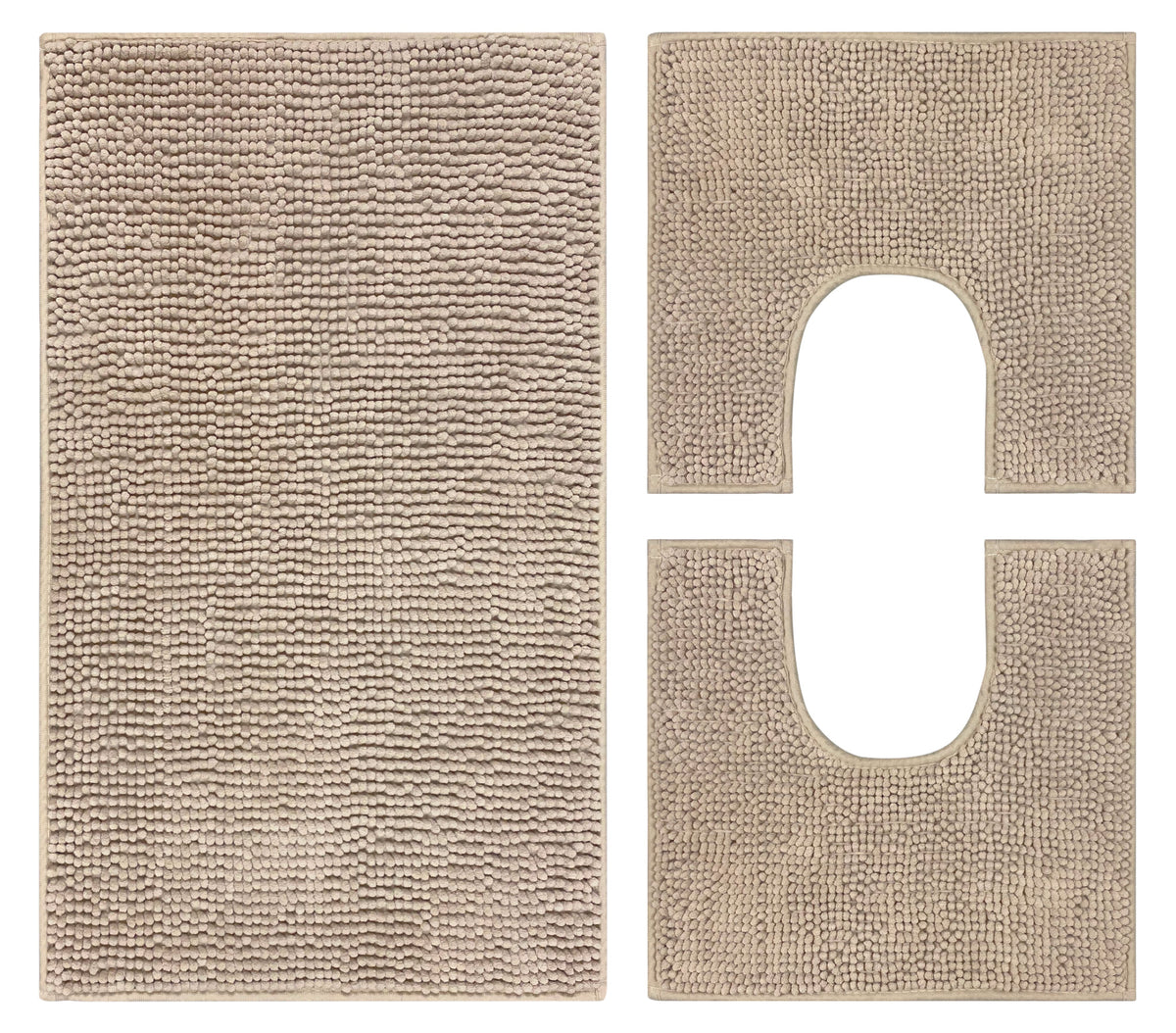 Set Tappeti Bagno Parure 3 Pezzi  Con Fondo Antiscivolo  Lavabili In Lavatrice Assorbenti 45 x 75 Cm