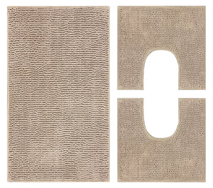 Set Tappeti Bagno Parure 3 Pezzi  Con Fondo Antiscivolo  Lavabili In Lavatrice Assorbenti 45 x 75 Cm