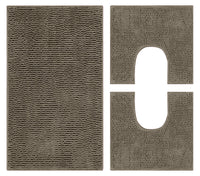 Set Tappeti Bagno Parure 3 Pezzi  Con Fondo Antiscivolo  Lavabili In Lavatrice Assorbenti 45 x 75 Cm