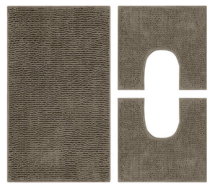 Set Tappeti Bagno Parure 3 Pezzi  Con Fondo Antiscivolo  Lavabili In Lavatrice Assorbenti 45 x 75 Cm