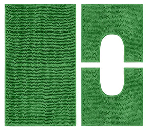 Set Tappeti Bagno Parure 3 Pezzi  Con Fondo Antiscivolo  Lavabili In Lavatrice Assorbenti 45 x 75 Cm