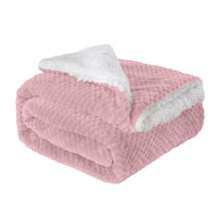 Coperta Plaid in Pile Sherpa Invernale, Morbida e Calda,440 Gr/Mq Coperta Pelosa Tinta Unita Con Lavorazione Divano in Finta Pelliccia