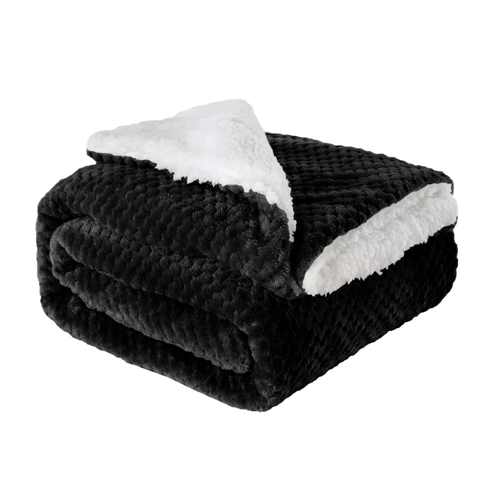 Coperta Plaid in Pile Sherpa Invernale, Morbida e Calda,440 Gr/Mq Coperta Pelosa Tinta Unita Con Lavorazione Divano in Finta Pelliccia