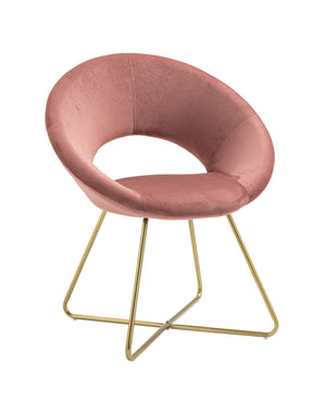Poltrona Tonda Camera da Letto in Velluto Design Moderno,  con Gambe in Metallo Placcato Oro con Seduta Morbida Modello Grace