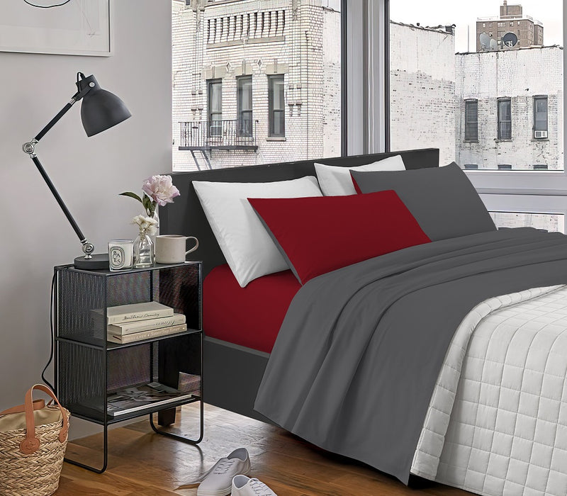 Completo Letto Bicolore Di Flanella Calda e Morbida Anti Pilling 3 Misure parure con Federe