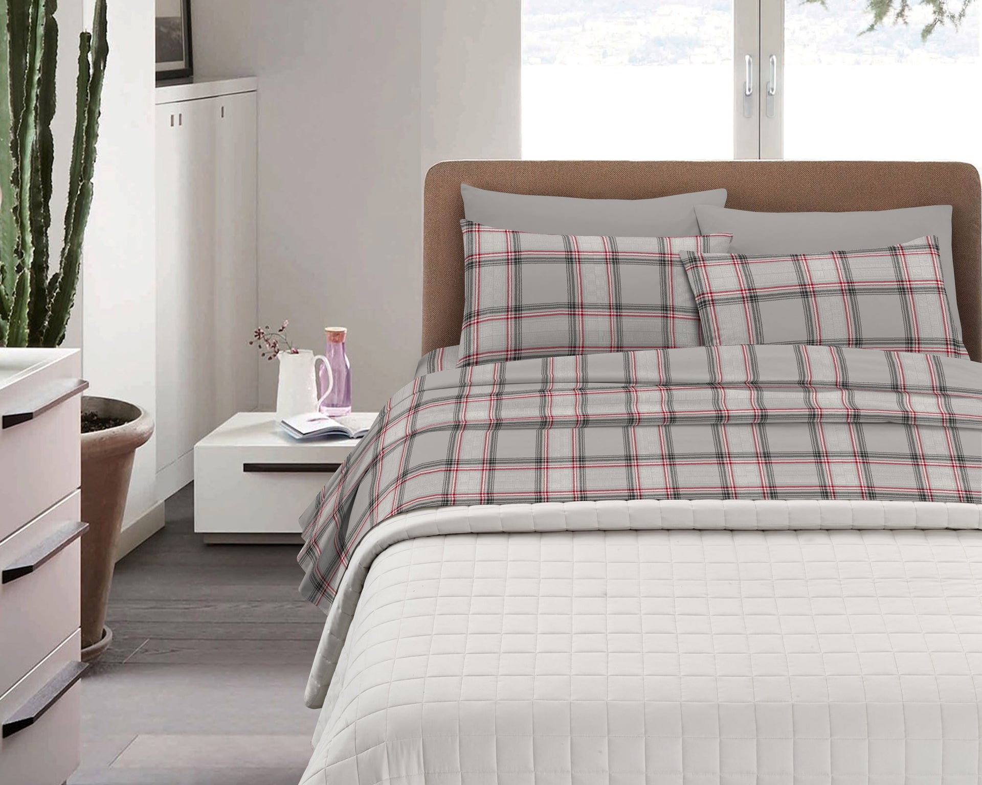 Set di lenzuola in flanella per letto king size, 3 pezzi, con tasche extra profonde e morbida microfibra di colore grigio, include 2 federe
