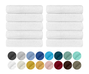 Set 10 Teli Asciugamani In Cotone Professionali 50 x 95 Cm Vari Colori 350Gr Tinta Unita Spugna