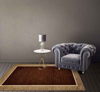 Tappeto Arredo Moderno Antiscivolo in Ciniglia Made in italy Cotone Misure Grande Roma Marrone