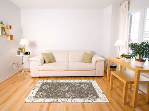 Tappeto Arredo Moderno  Antiscivolo in Ciniglia Made in italy  Cotone Ninfea Grigio
