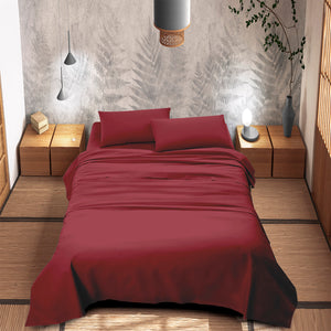 Completo Letto 100% Puro Cotone Set Lenzuola Tinta Unita Federe Copri Cuscini Biancheria Da Letto