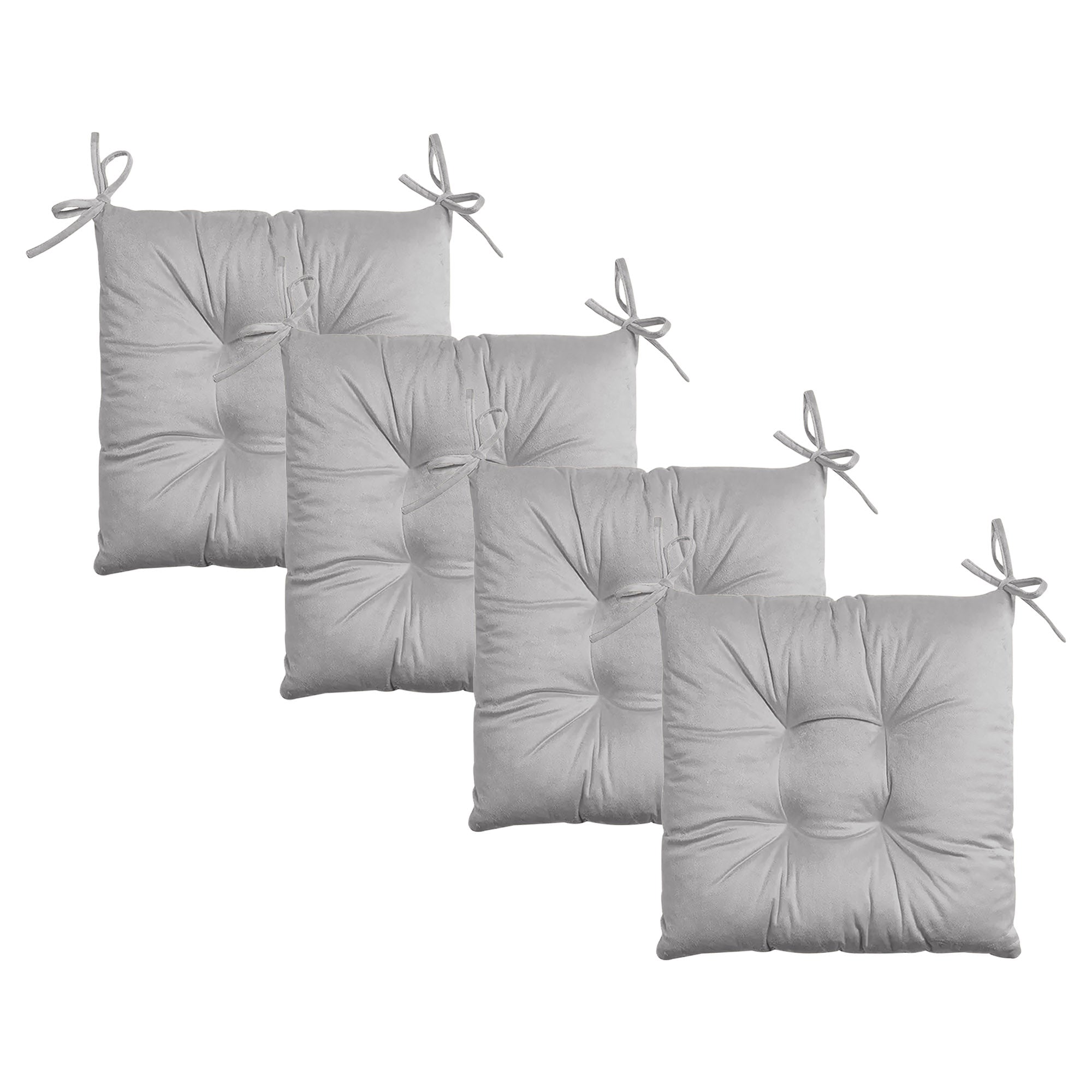 Set Cuscini Sedie Punti Coprisedie Effetto Velluto Con Lacci